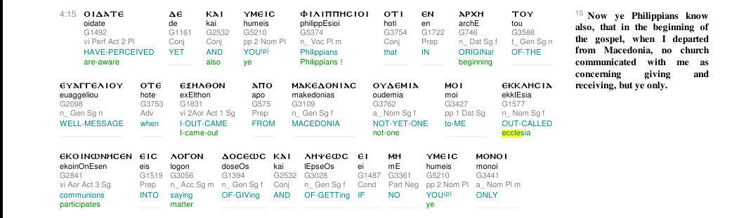 Ecclesia in Philippians 4:15
