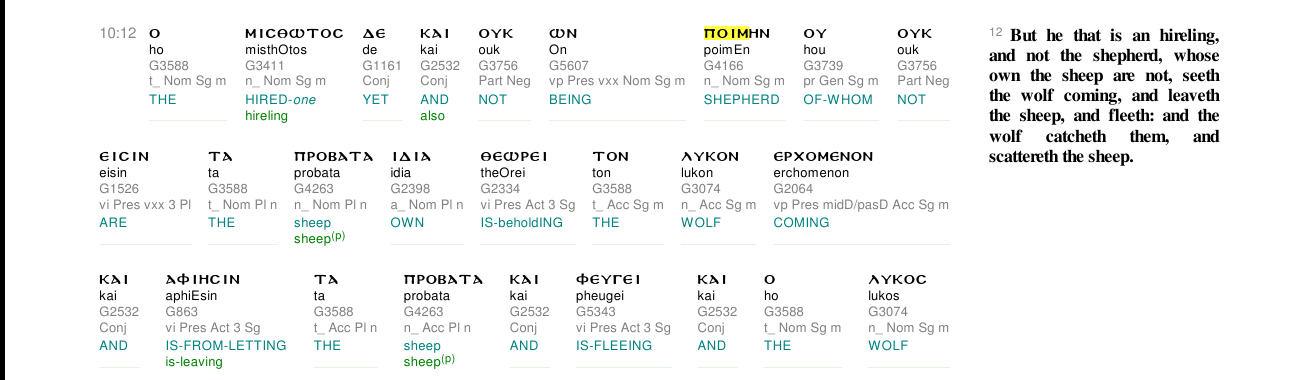 Poimen in John 10:12